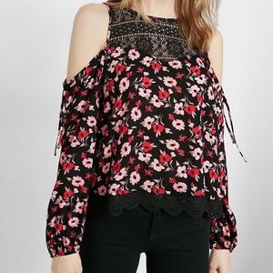 Floral Cold Shoulder Blouse EXPRESS